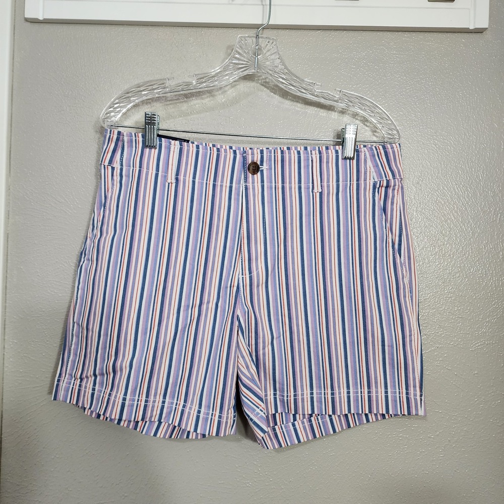 Gap Purple Blue Striped Cotton Chino 5" Mid-Rise Casual Shorts Women's Size 8